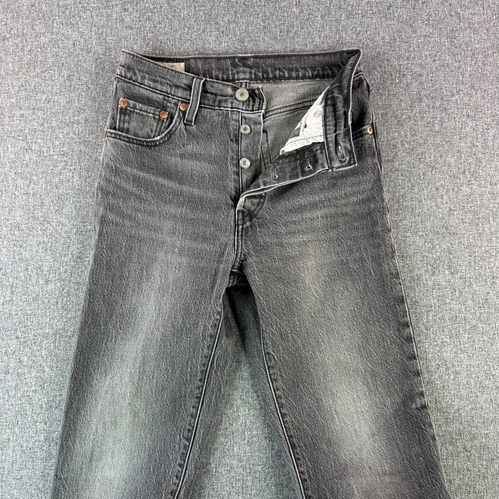 Levi's Jeans Women 23 501 Skinny Black Faded Button Fly Excellent